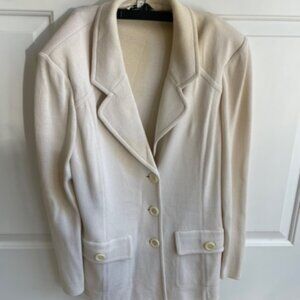 St. John Cream Knit Women's Blazer - Size 14